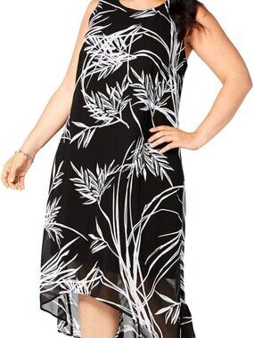Alfani Womens Plus Size Printed High Low Maxi Dress
